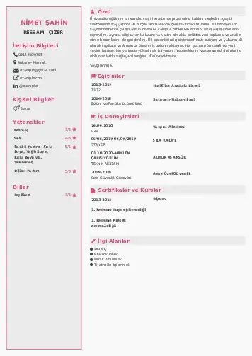 Ressam Cv Örnekleri cv indir